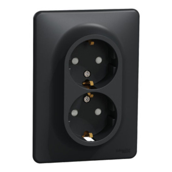 SISANDI ZAHA Ⅱ - midnight black size2 Priza dubla cu impamantare gri antracit Sedna Design Schneider